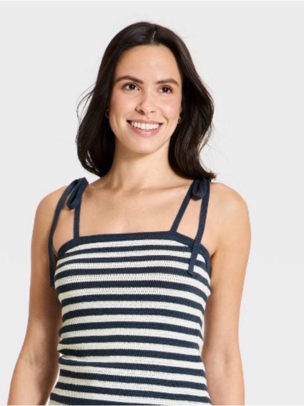 NWOT Universal Thread Striped Knit Tank Top with Tie Straps - Navy & White